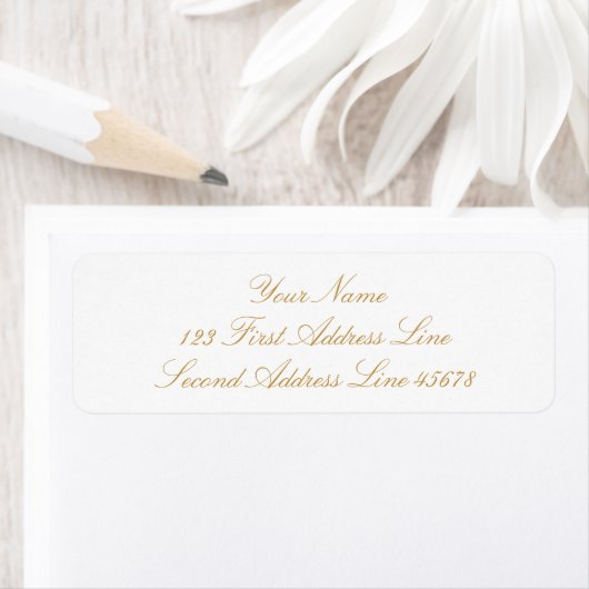 Personalized Elegant Gold & White Return Address ラベル (インサイチュ)
