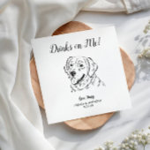 Personalized Elegant Golden Retriever Dog Wedding スタンダードカクテルナプキン