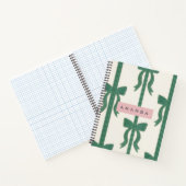 Personalized Elegant Green Bow Ribbon  ノートブック (内部)