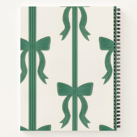 Personalized Elegant Green Bow Ribbon  ノートブック (裏面)