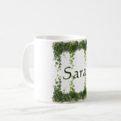 Personalized Elegant Green Ivy Botanical Frame Cus コーヒーマグカップ (正面左)