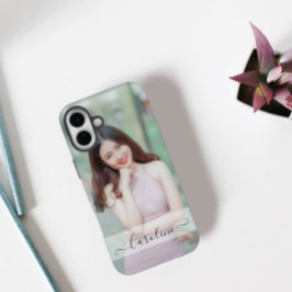 Personalized Elegant Modern Name & Photo iPhone 16 Plusケース