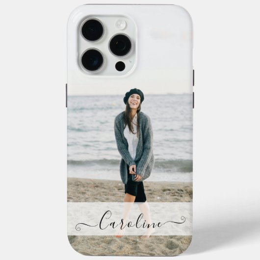 Personalized Elegant Modern Photo and Name Case-Mate iPhoneケース (裏面)