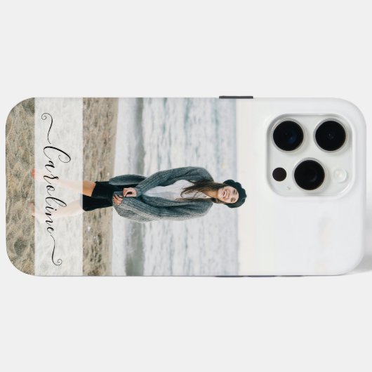 Personalized Elegant Modern Photo and Name Case-Mate iPhoneケース (裏面 (横))