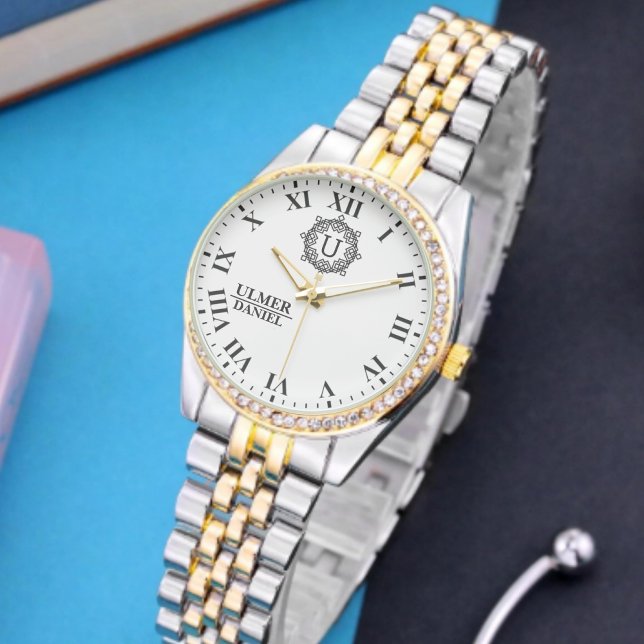 Personalized Elegant Monogram Custom Name & Initia 腕時計 (クリエイターアップロード済み)