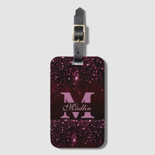 personalized elegant monogram glitter ラゲッジタグ (正面縦)