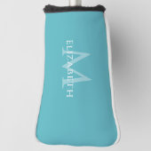 Personalized Elegant Monogram Name Initial Teal ゴルフヘッドカバー (回転90)