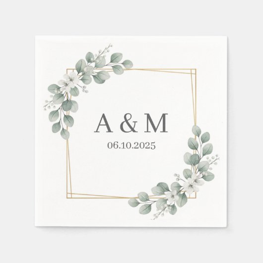 Personalized Elegant Monogram Paper Napkins スタンダードカクテルナプキン (正面)