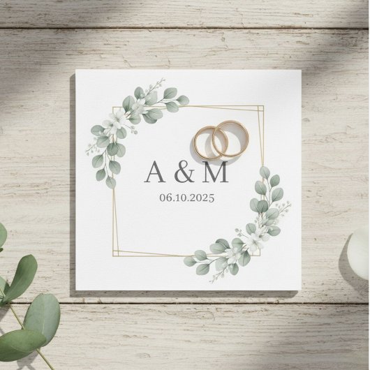 Personalized Elegant Monogram Paper Napkins スタンダードカクテルナプキン