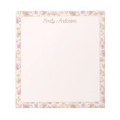 Personalized Elegant Monogram Pretty Floral Border ノートパッド (正面)
