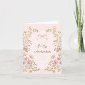 Personalized Elegant Monogram Watercolor Floral ノートカード (正面)