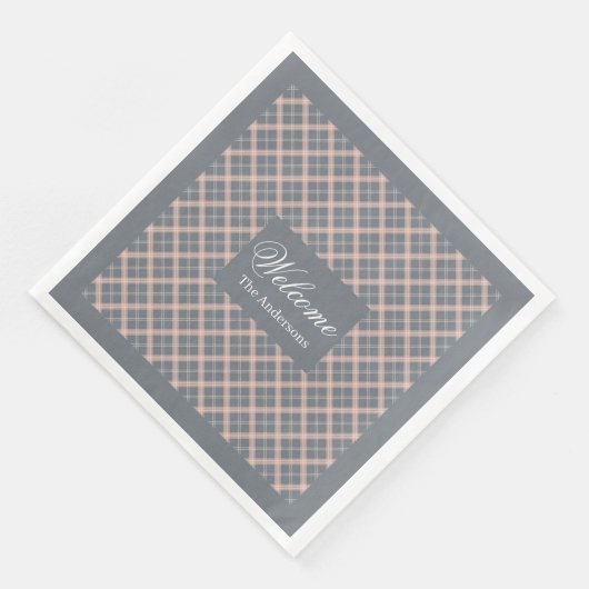 Personalized Elegant Napkins Coral Grey Aesthetic (コーナー)