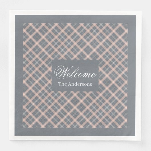 Personalized Elegant Napkins Coral Grey Aesthetic (正面)