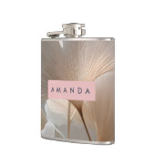 Personalized Elegant Neutral Ginkgo Leaves フラスク (左)