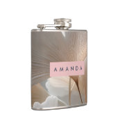 Personalized Elegant Neutral Ginkgo Leaves フラスク (右)