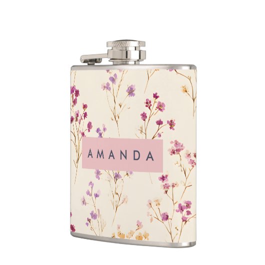 Personalized Elegant Pastel Floral Design フラスク (左)