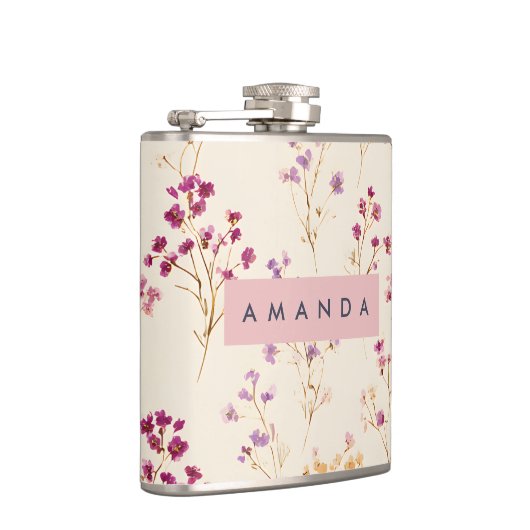 Personalized Elegant Pastel Floral Design フラスク (右)