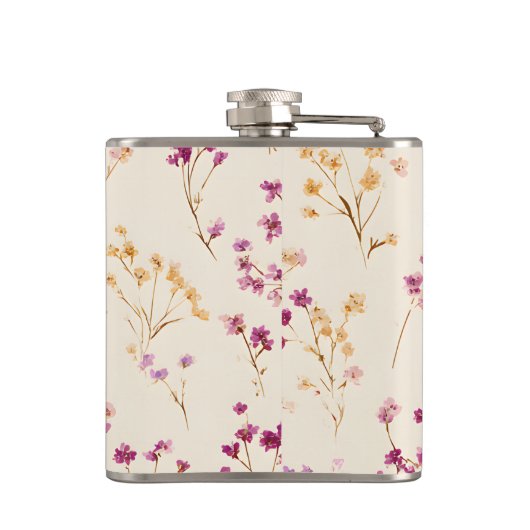 Personalized Elegant Pastel Floral Design フラスク (裏面)