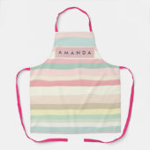 Personalized Elegant Pastel Macaron Stripe エプロン (正面)