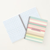 Personalized Elegant Pastel Macaron Stripe ノートブック (内部)