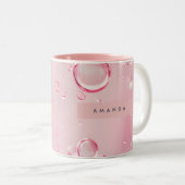 Personalized Elegant Pink Bubble Aesthetic ツートーンマグカップ (正面右)