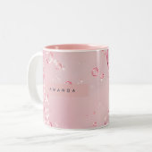 Personalized Elegant Pink Bubble Aesthetic ツートーンマグカップ (正面左)