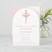 Personalized Elegant Pink Glitter Ballet Birthday 招待状 (スタンド正面)