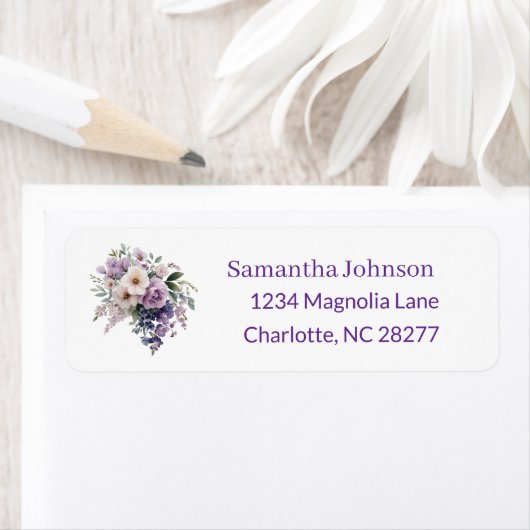 Personalized Elegant Purple Return Address  ラベル (インサイチュ)