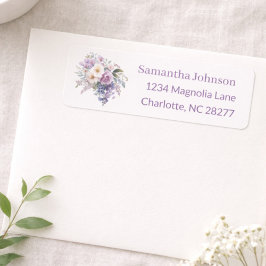 Personalized Elegant Purple Return Address  ラベル