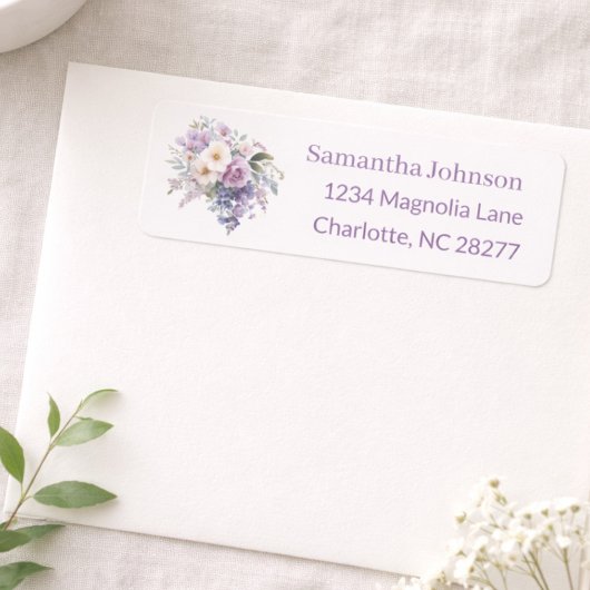 Personalized Elegant Purple Return Address ラベル