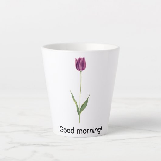 Personalized Elegant Purple Tulip カフェラテマグ (正面)
