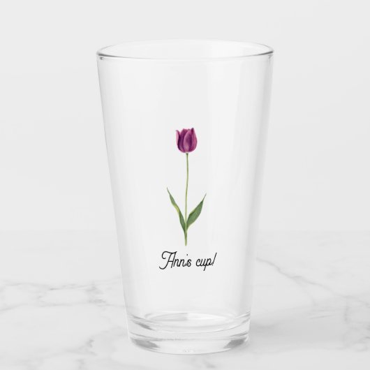 Personalized Elegant Purple Tulip タンブラーグラス (正面)