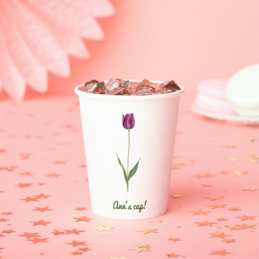 Personalized Elegant Purple Tulip 紙コップ (インサイチュ)