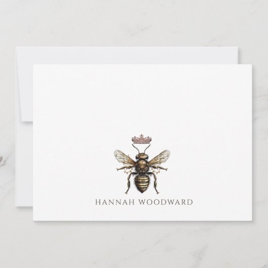 Personalized Elegant Queen Bee Crown Logo  ノートカード (正面)