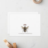 Personalized Elegant Queen Bee Crown Logo  ノートカード (正面/裏面インサイチュ)