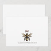 Personalized Elegant Queen Bee Crown Logo  ノートカード (正面/裏面)