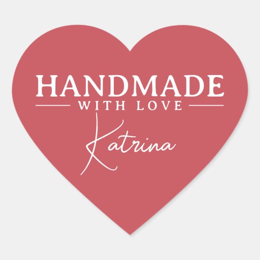 Personalized Elegant Red ハートシール (正面)