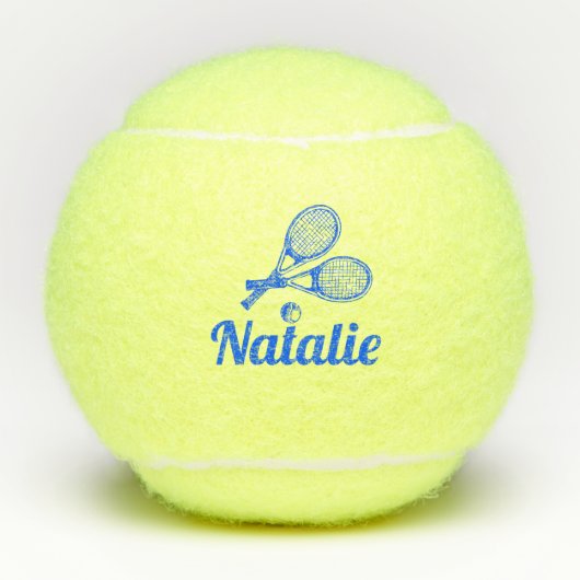 Personalized Elegant Script Name  Tennis Balls テニスボール (正面)