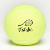 Personalized Elegant Script Name  Tennis Balls テニスボール (正面)