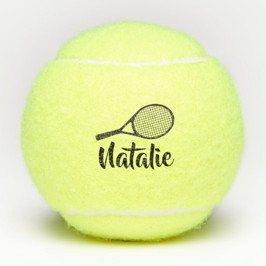 Personalized Elegant Script Name  Tennis Balls テニスボール (正面)