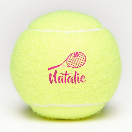 Personalized Elegant Script Name  Tennis Balls テニスボール (正面)