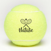 Personalized Elegant Script Name  Tennis Balls テニスボール (正面)