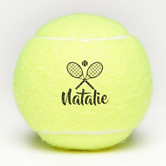 Personalized Elegant Script Name  Tennis Balls テニスボール (正面)