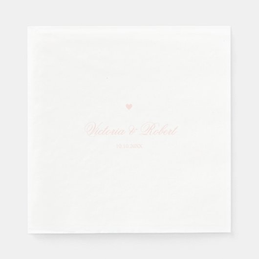 Personalized Elegant Script Pink Heart スタンダードランチョンナプキン (正面)
