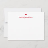 Personalized Elegant Script Red Heart ノートカード (正面)