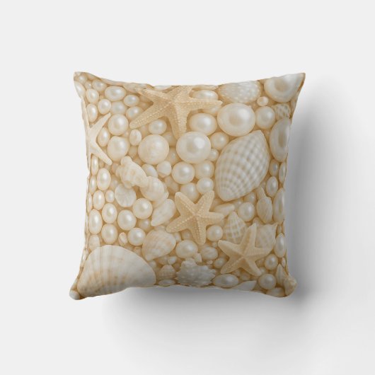 Personalized Elegant Seashell and Pearl クッション (裏面)