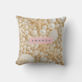 Personalized Elegant Seashell and Pearl クッション (正面)