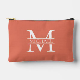 Personalized Elegant Terracotta Monogram and Name アクセサリーポーチ