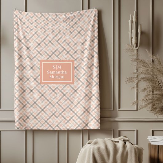 Personalized Elegant Throw Coral Grey Comfort フリースブランケット