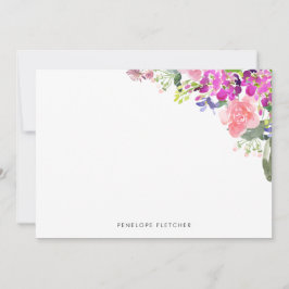 Personalized Elegant Watercolor Floral  ノートカード